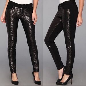 Paige Emily Ponte Pants in Black Sequins Size 28